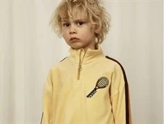 Mini Rodini yellow tennis terry halfzip sweatshirt